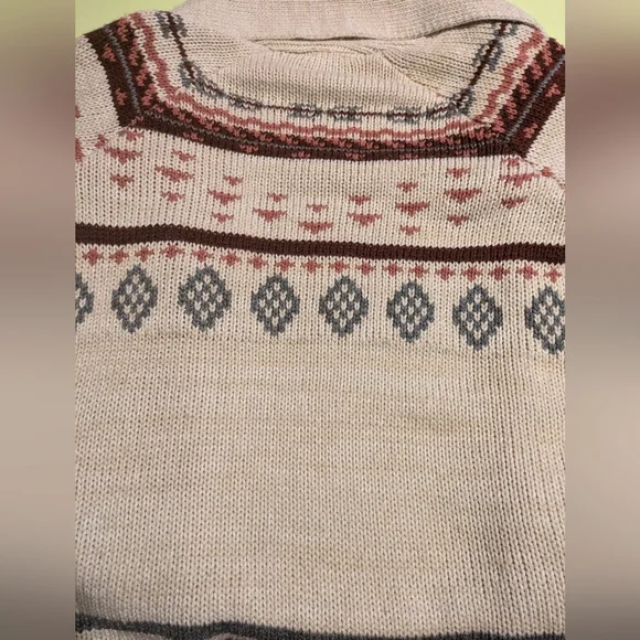 Pink Republic Beige and Red Nordic Patterned Chunky Cardigan - Picture 5 of 5